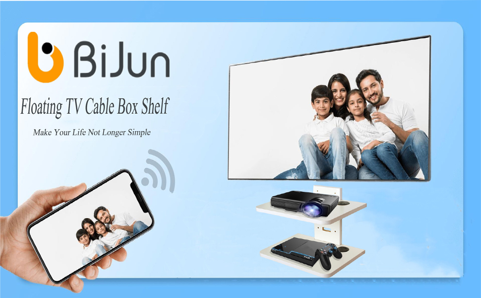 BiJun Floating TV Shelf for Wall, Under TV Shelf Wall Mounted