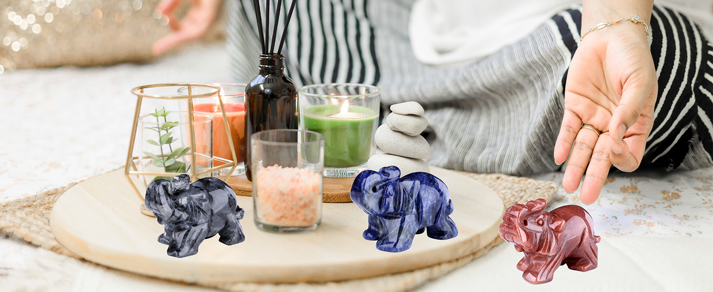 Gemstone Elephant Statue