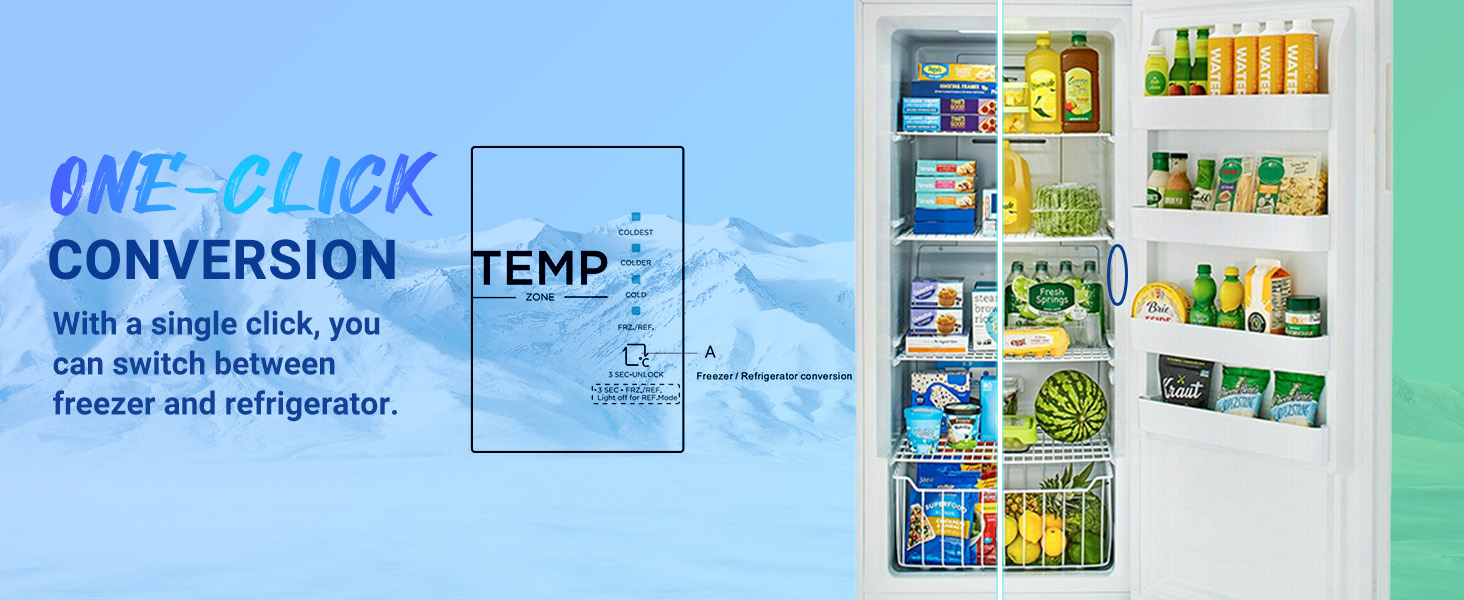 Smad Upright Freezers 13.8 Cu.ft, Convertible Freezer Refrigerator Upright, Frost