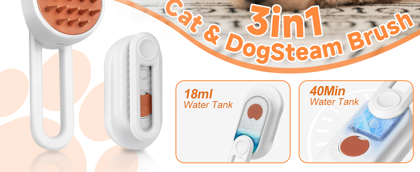 Pet Steam Brush for Dog & Cat