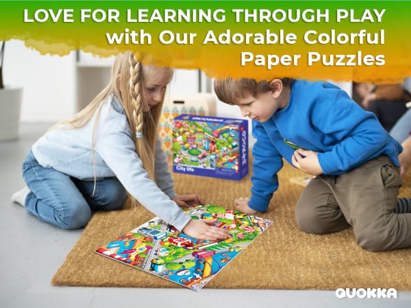 QUOKKA Learning Jigsaw Puzzles for Kids 4-6 Years Old 4X48 Puzzles Polar, Africa, City, Farm