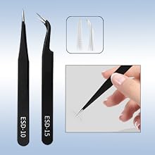 One ESD-10 Straight-Tip Tweezer, One ESD-12 Angled-Tip Tweezer