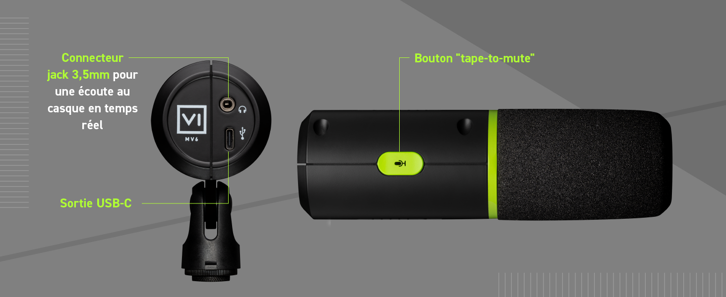 Shure MV6 Micro USB Gaming, USB-C, Microphone Dynamique, Mode Auto Level, Digital Popper Stopper