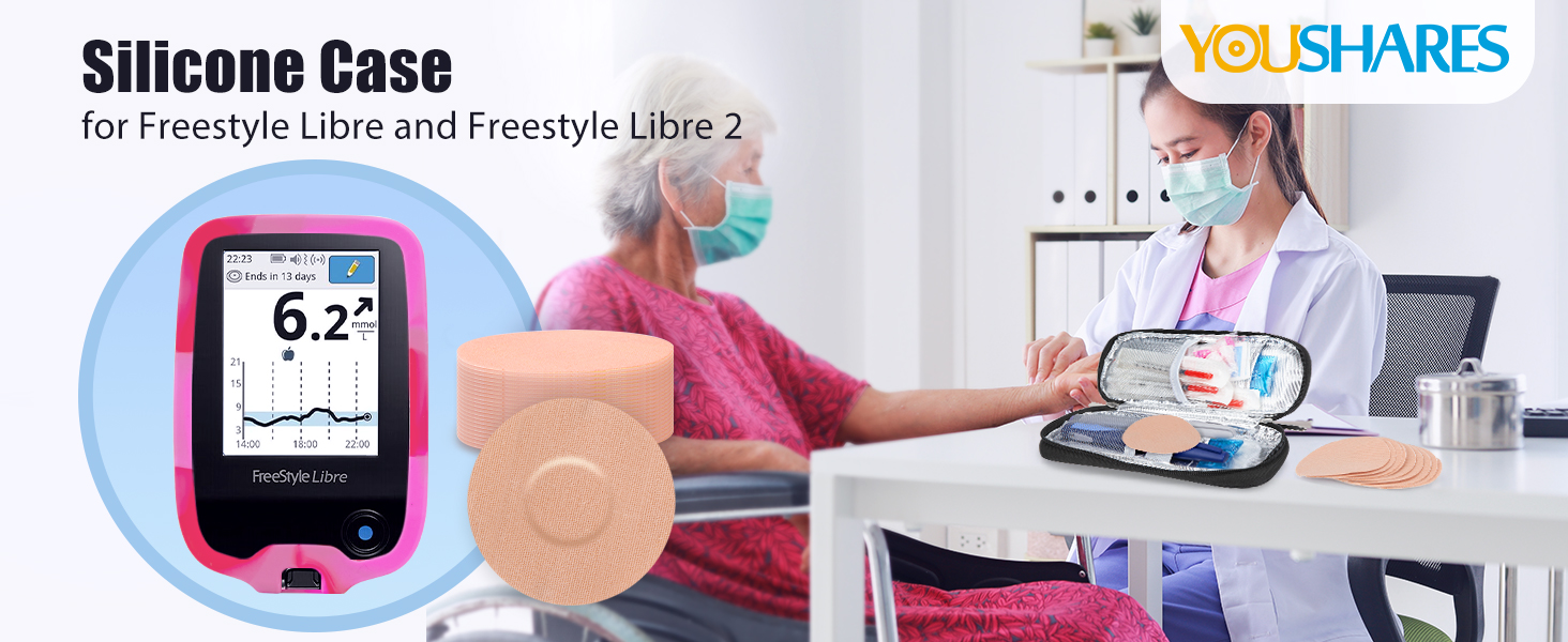 The silicone case for Libre 2 reader diabetic sensor covers with Adhesive Patches