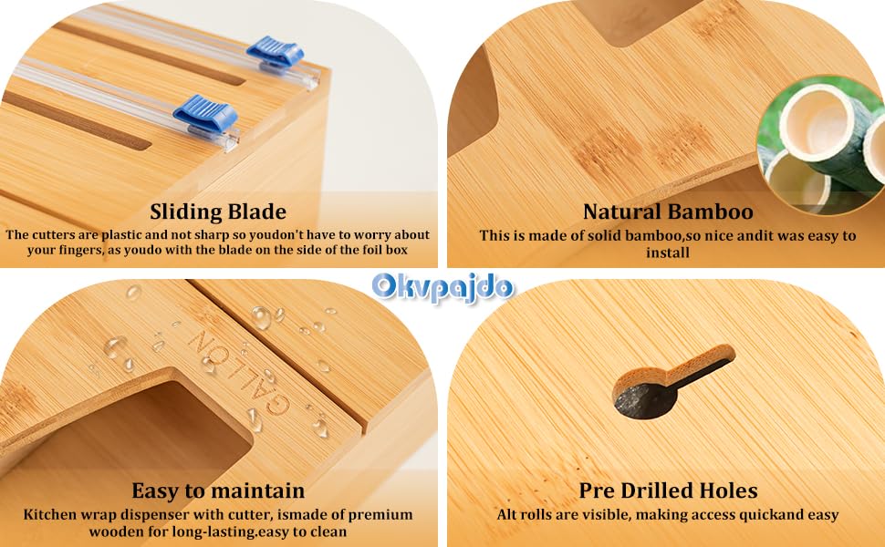 Ziplock Bag Organizer Foil & Plastic Wrap Dispenser with Cutter