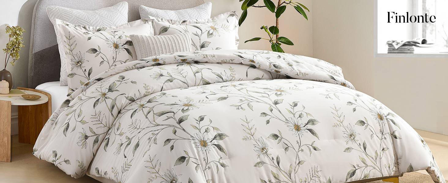 Finlonte Cotton King Comforter Set Floral King Size