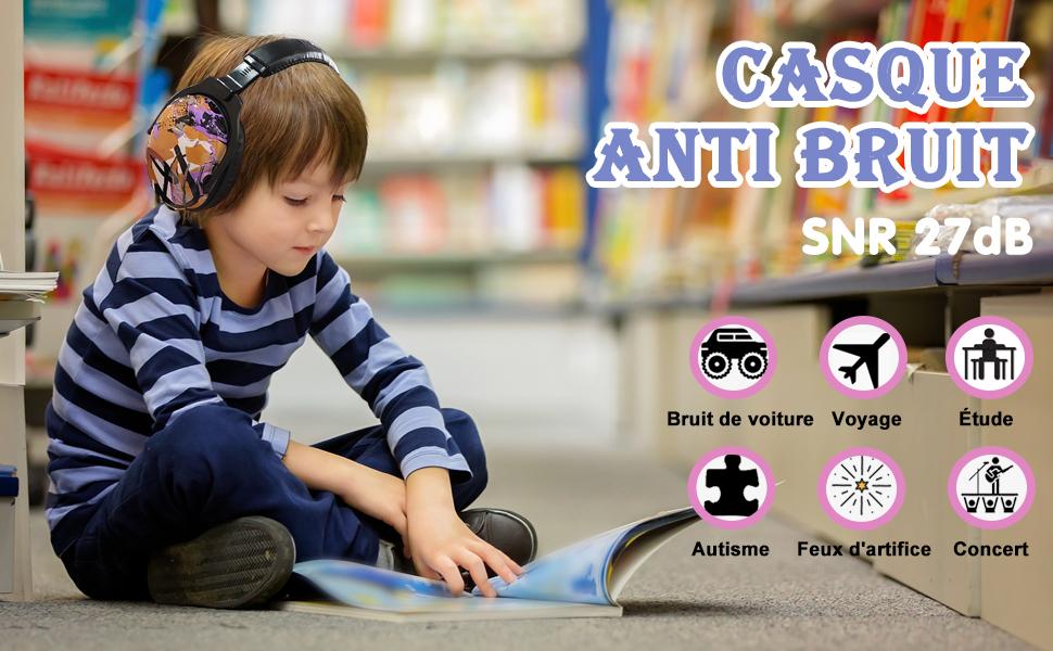 ZOHAN 030 Casque Anti Bruit Enfant Facilement Réglable Pliable, Protection Auditive confortable