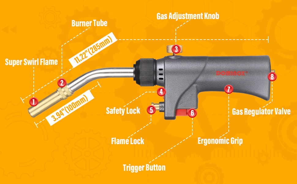 DOMINOX Propane Torch Head, High Intensity Torch Head Trigger Start Mapp Gas Torch