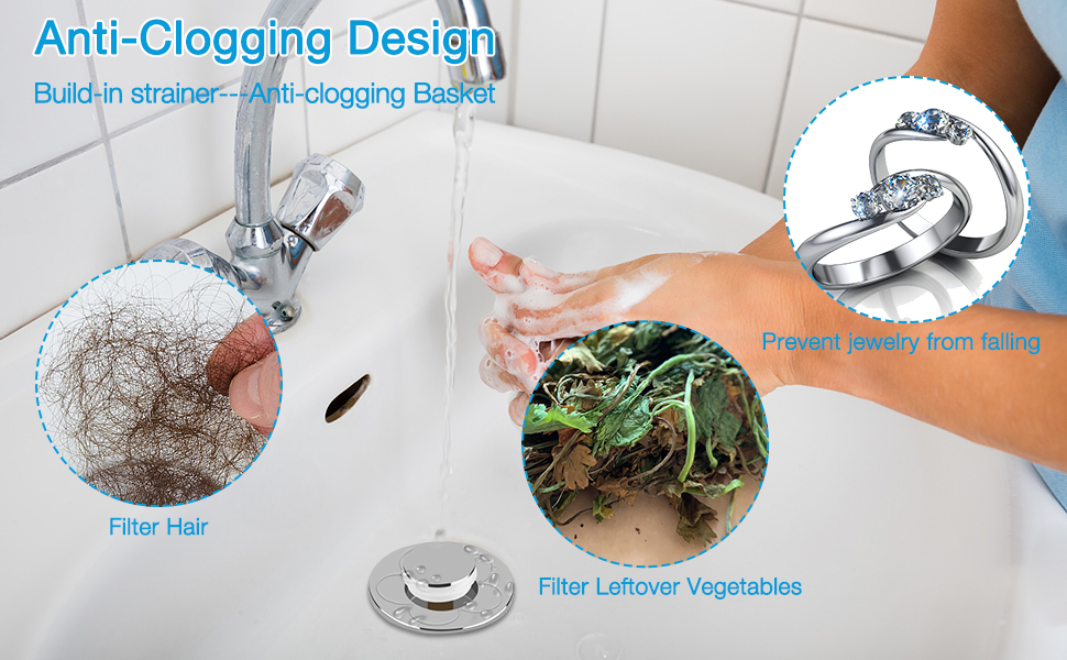 Universal Pop Up Sink Plug, Gobesty 2 Pack Sink Drain Stoppers Basin