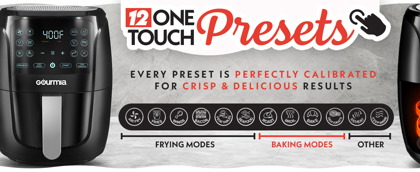 Gourmia 12 Preset one touch air fryer