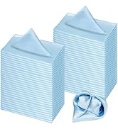 72 Pack Light Blue Satin Napkins, 20 x 20 Inch Square Table Napkins Bulk Silky Elegant Wedding Na...