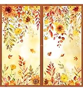 FYSUIMU 9 Sheets Fall Floral Leaves Window Cling Stickers Hanging Sunflower Leaves Window Decals ...