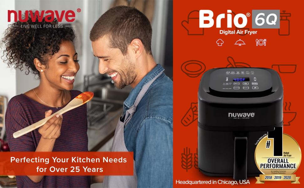 NuWave Brio 6Quart Healthy Digital Smart Air Fryer with Probe Digital