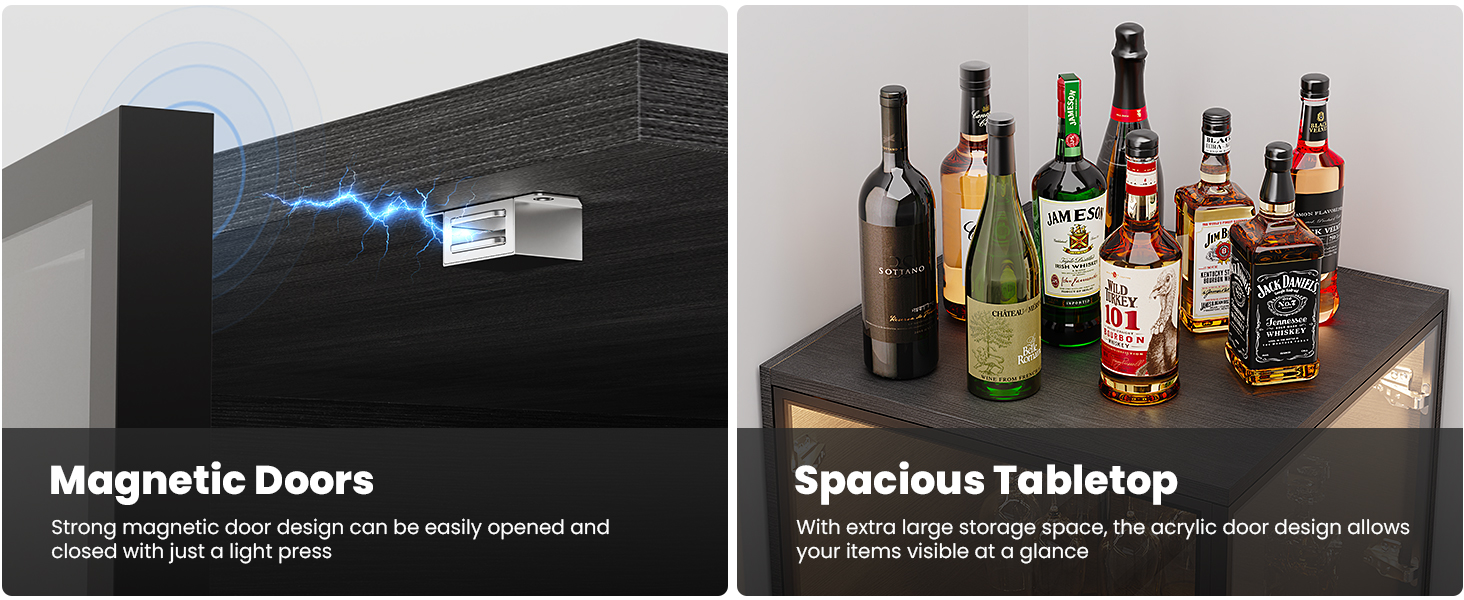 BROTTAR Corner Bar with LED Lights, 63" Modern Wine