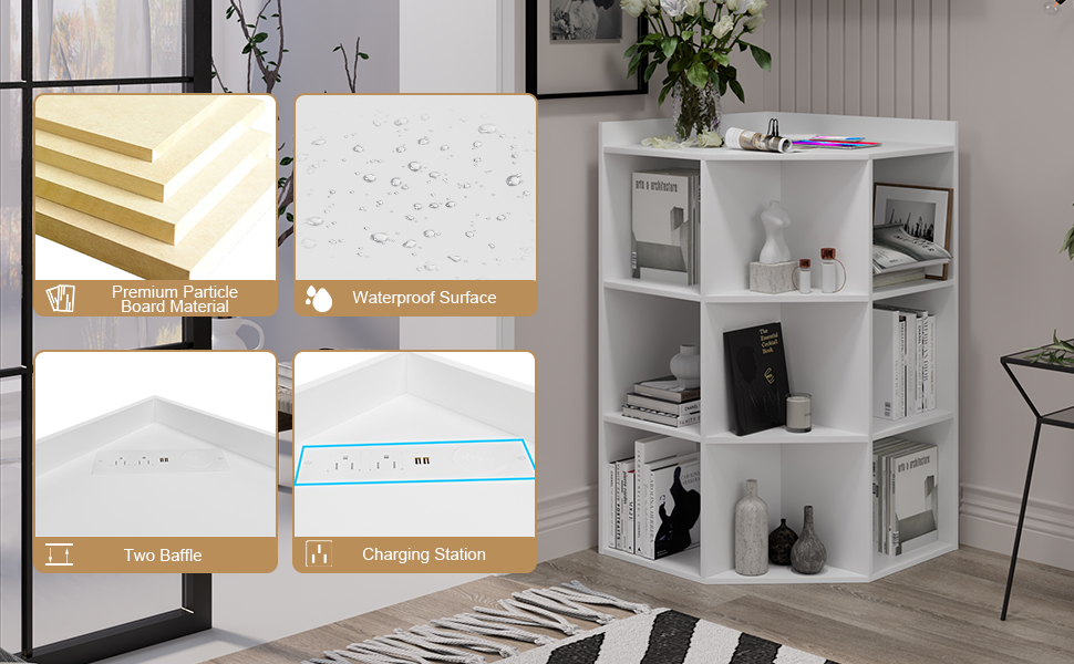 BURENMTO Corner Cube Storage with USB Port Wireless