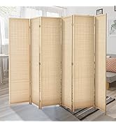 Duraspace 6 Panel Bamboo Room Divider 6ft Privacy Screen Freestanding Double Hinged Folding Scree...