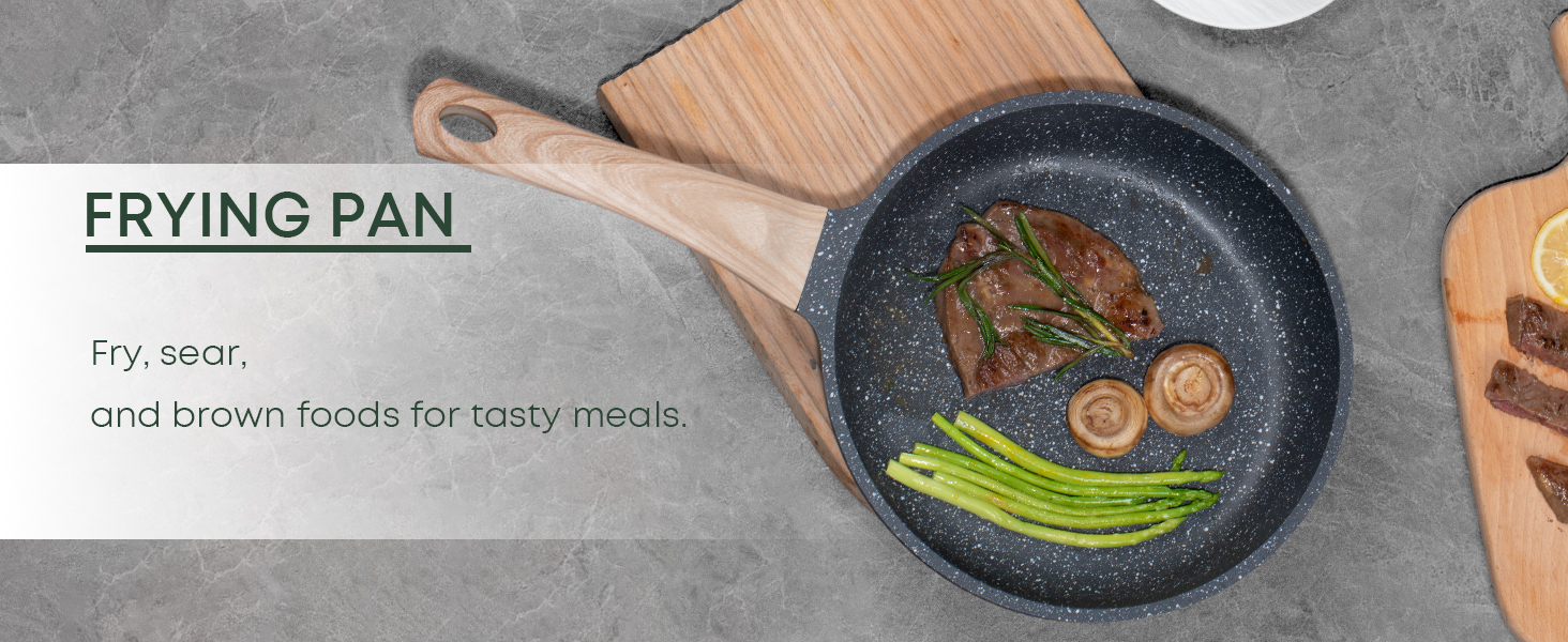 Ecowin 9.6''Nonstick Frying Pan with Lid Bundle with 3QT