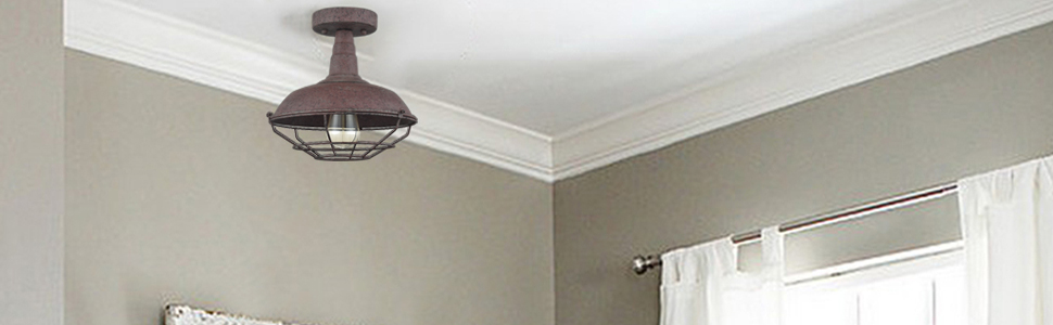 barn caged ceiling light