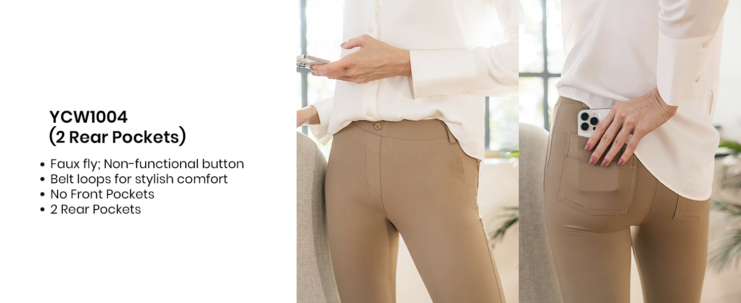 Yogipace,Belt Loops,Women's Petite/Regular/Tall Straight Leg Yoga Dress Pants