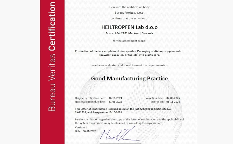 GMP - Good Manufacturing Practice certificate Heiltropfen
