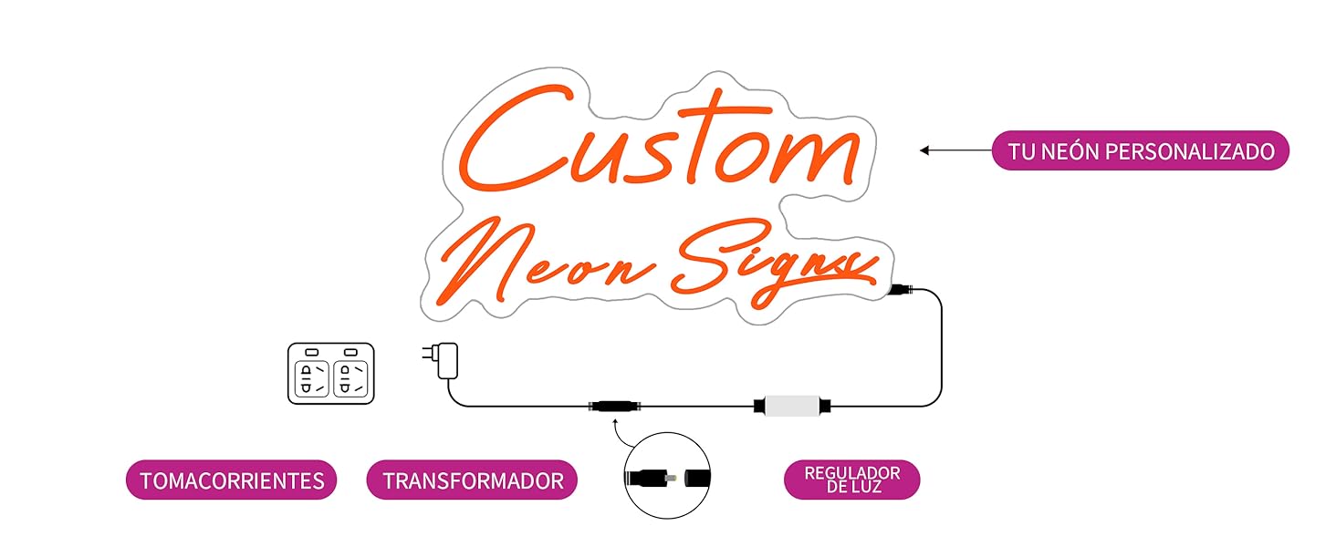 El texto dice «Personalizado» con botones de acento rosa con la etiqueta «WD-718». Diagrama técnico que muestra las medidas y especificaciones del producto.