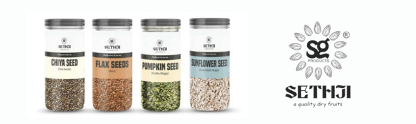 SETHJI Dry Fruits Seeds Combo of 4 Raw Seeds - Chia, Flax, Pumpkin, Sunflower
