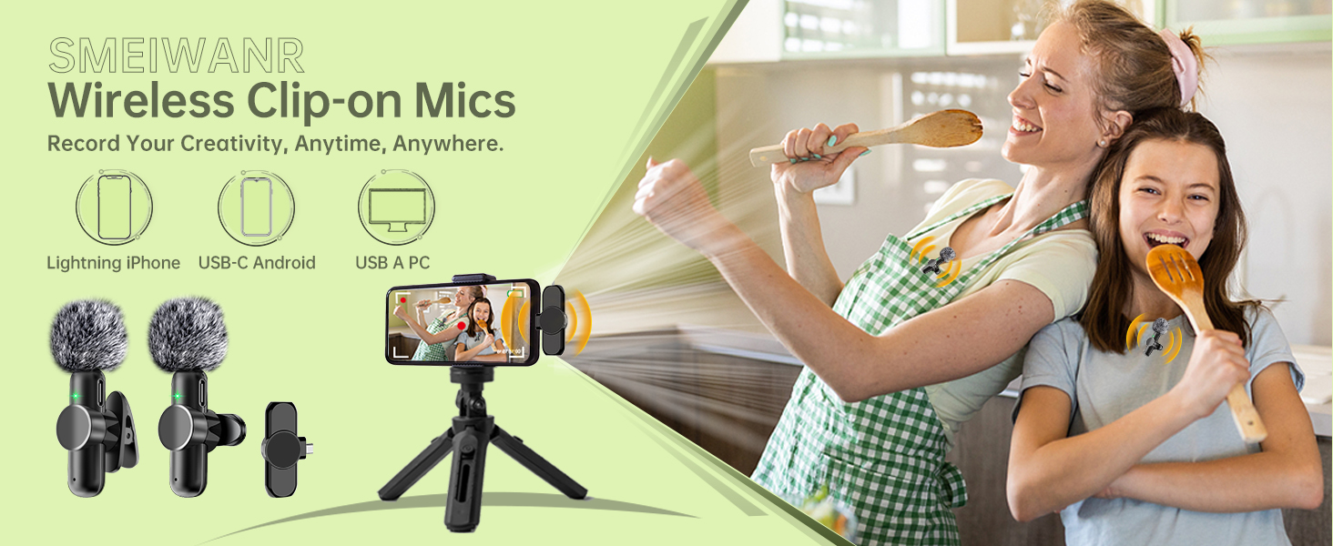 Wireless Microphone for USB C Android iPhone Computer, SMEIWANR