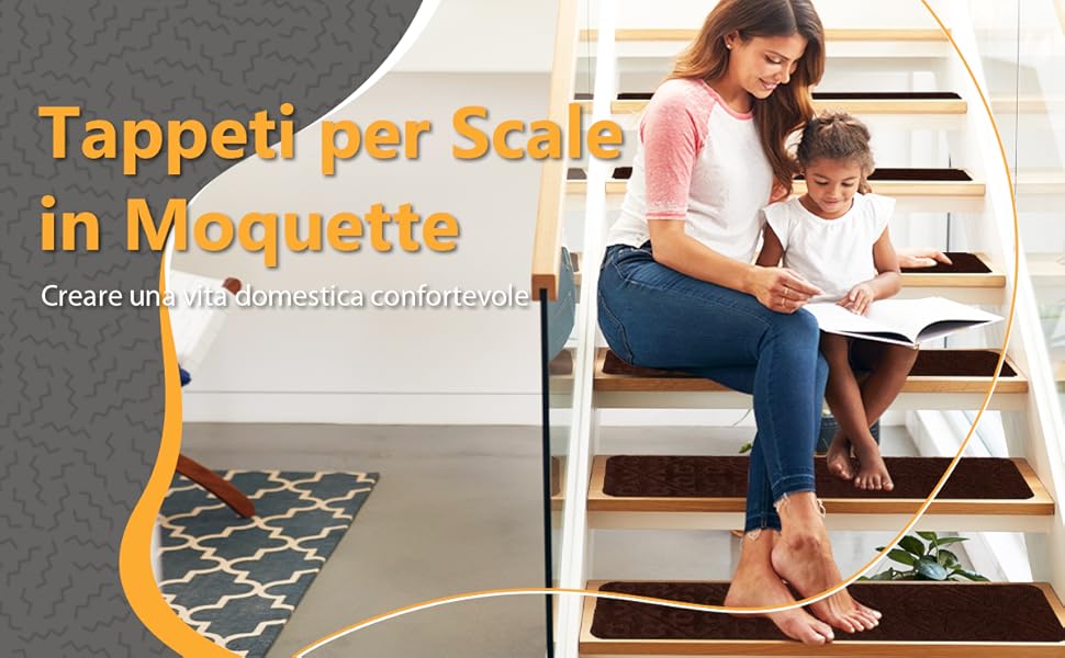 COSTWAY 15 Tappetini Antiscivolo Per Scale 76 X 20 Cm, Tappeti Antiscivolo Per Gradini Di Scale Di Legno Da Interno, Tappetini Impermeabili Per Scale Per Bambini, Anziani E Animali, Grigio 13 1