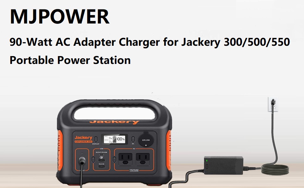 for Jackery 300/500/550 Charger,MJPOWER 24V 90W AC Adapter