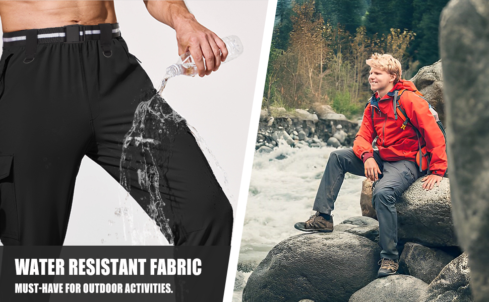 MOURCE Hiking Pants for Men Water Resistant Lightweight Cargo Pants Khaki