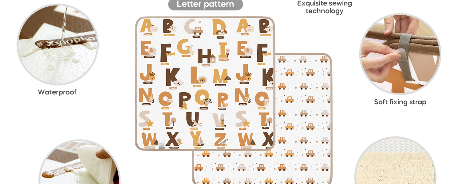 Baby Play Mat, 50" X 50" Foldable Foam Cushioned Play Mat