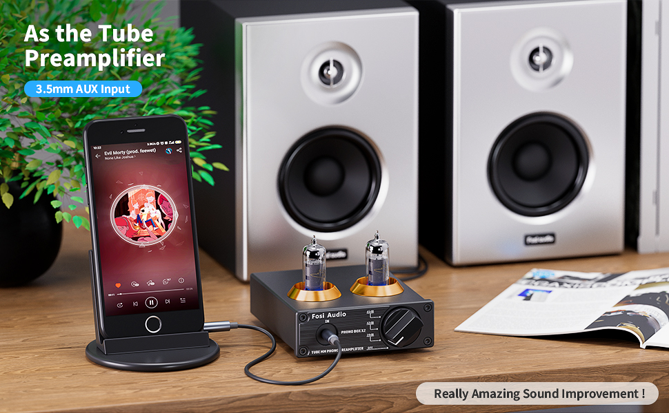 Fosi Audio Box X2 Phono Preamp for Turntable MM Record Player