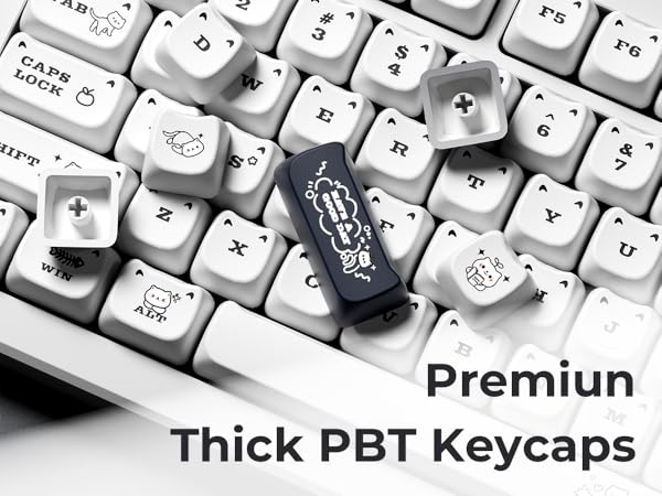 Amazon.com: XVX Cute Cat Keycaps, Mao Profile White PBT Keycaps