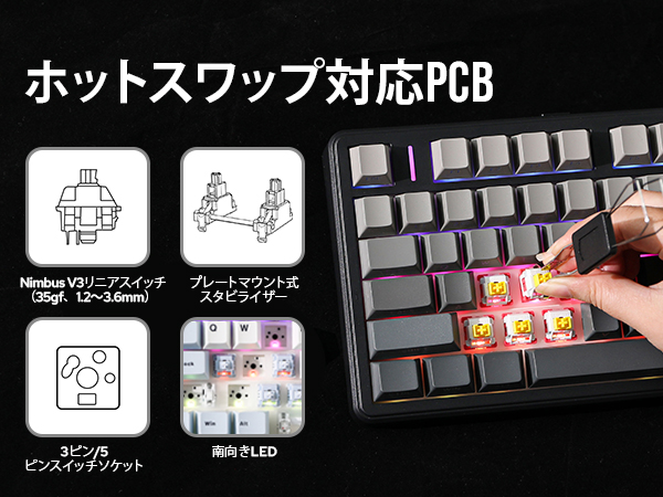 Amazon | MechLands AULA F99 PRO 96% メカニカルキーボード BT5