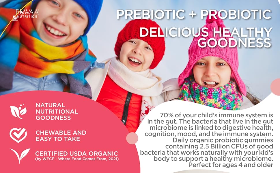 vegan probiotic kid gummies, children probiotic gummies, probiotics for kids, ruwaa gummy probiotics