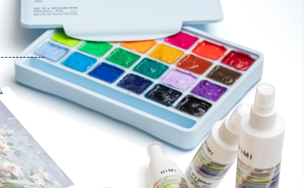 AOOK HIMI Gouache 2Sets 100ml (3.38-oz) Bottle Wetting Spray