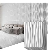 Art3d 24-Pack 3D Wall Panels for Interior Wall Décor, PVC Wavy Textured Accent Wall Paneling for ...