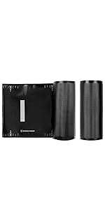 Black and Black vacuum bag roll standing next to one slightly unrolled