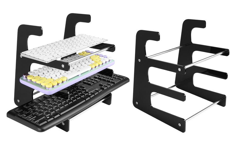 CaSZLUTION Acrylic Keyboard Holder Storage Rack, 3Tier Keyboard Display Stand