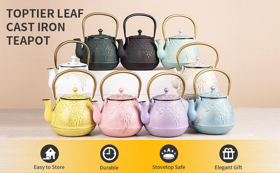 Tea Kettle, Toptier Japanese Cast Iron Teapot with Stainless Steel Tea