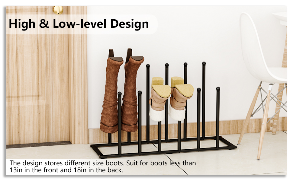 Haiice Black Metal Boot Rack for 6 Pairs Boots, Invertered