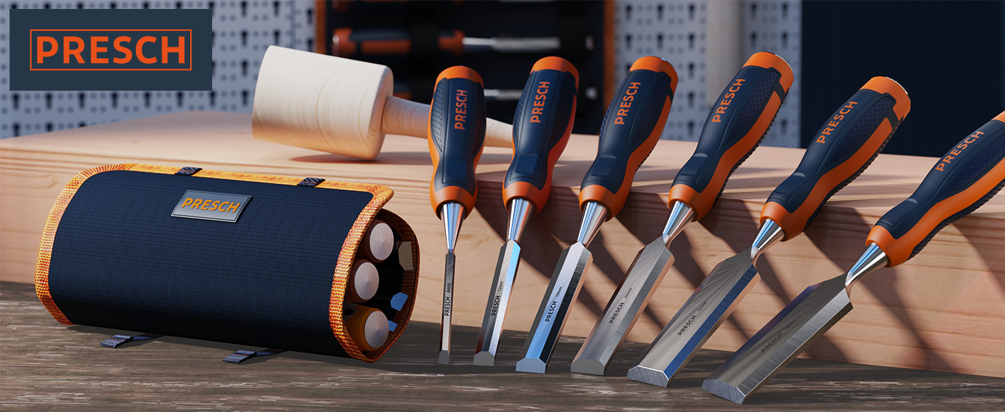 Presch Chisel Set for Wood 6 pc. with Bag Sharp Chisel Set (6, 12, 18