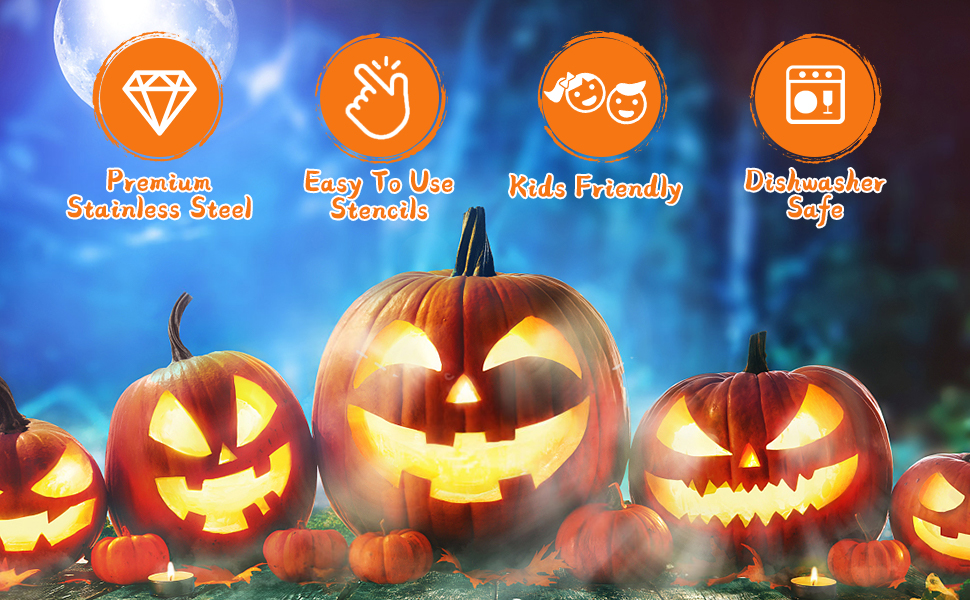pro stainless steel pumpkin carving set