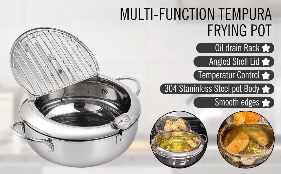 Deep Fryer Pot,Oxydrily Japanese Tempura Deep Fryer