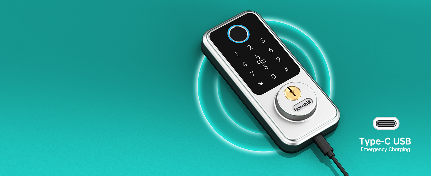 Smart Deadbolt with Handle Knob Set Hornbill Pro Keyless Entry Door