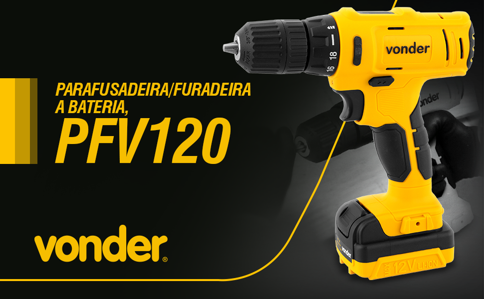 Parafusadeira/Furadeira a Bateria 12V PFV120 Bivolt VONDER