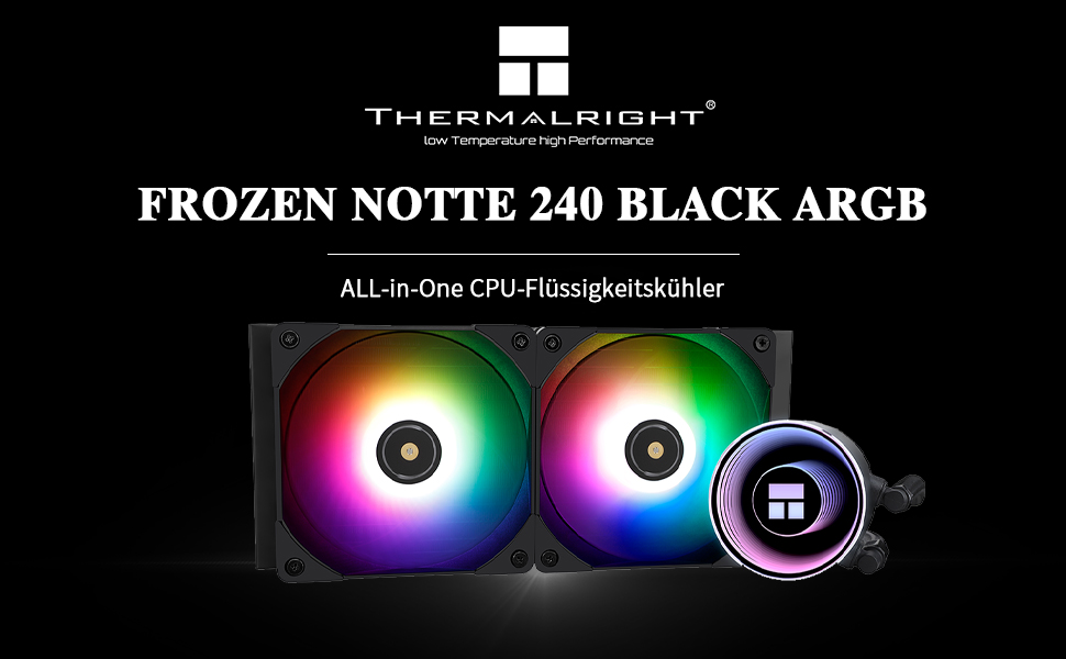 Thermalright Frozen Notte 240 BLACK ARGB chłodzenie wodne CPU, 240 Black Cooler CPU, 2 x