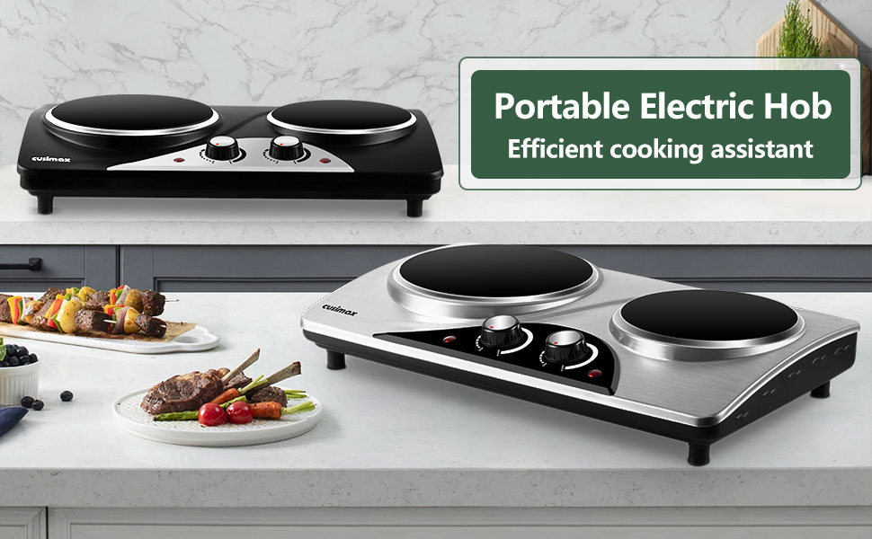 CUSIMAX Hot Plate, Double Infrared Hot Plates for cooking, 2100W