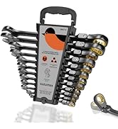 SUZUME 12-Piece (1/4”-7/8”) Flex Head Ratcheting Wrench Set 72 Teeth Sae Ratcheting Wrench Set Bl...
