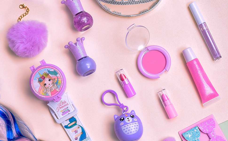 Kids Washable Makeup kit for Girls, Real Makeup Set Toddler Make up Kit with Unicorn Cosmetic Bag, Kid Play Make up Set Christmas Birthday Unicorn Gift Toys for 3 4 5 6 7 8 9 10 Year Old Girl 15 Makeup kit